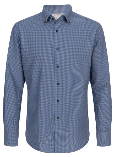 ETERNA REGULAR FIT UPCYCLING SHIRT Langarm Hemd kariert braun-blau 2425-15-VS74