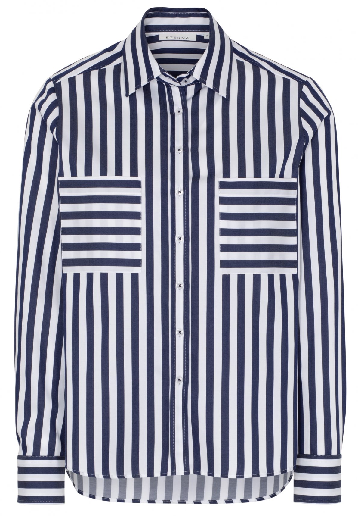 ETERNA MODERN CLASSIC Langarm Bluse dunkelblau-weiß gestreift 6285-19-D725  | Modern Fit | Eterna | Blusen | Damen Bekleidung | Jeans-Manufaktur