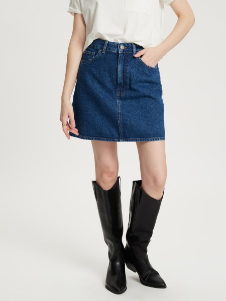 CROSS JEANS SKIRT Mini Rock A-Linien dark blue B302-007