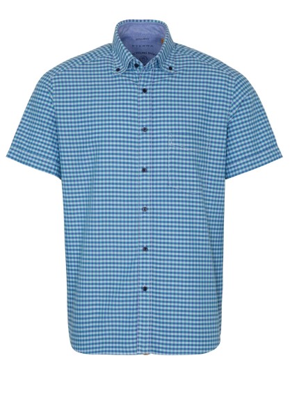 ETERNA REGULAR FIT UPCYCLING SHIRT Kurzarm Hemd oxford blau-türkis kariert 2478-63-WS5B